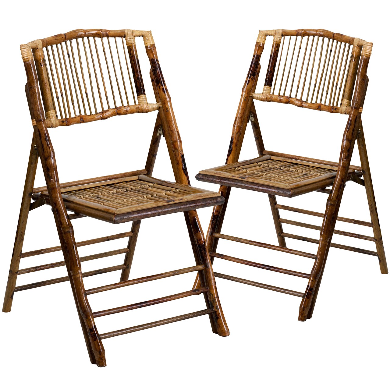 Emma and Oliver Bamboo Folding Chairs | Set of 2 Bamboo Wood Folding Chairs